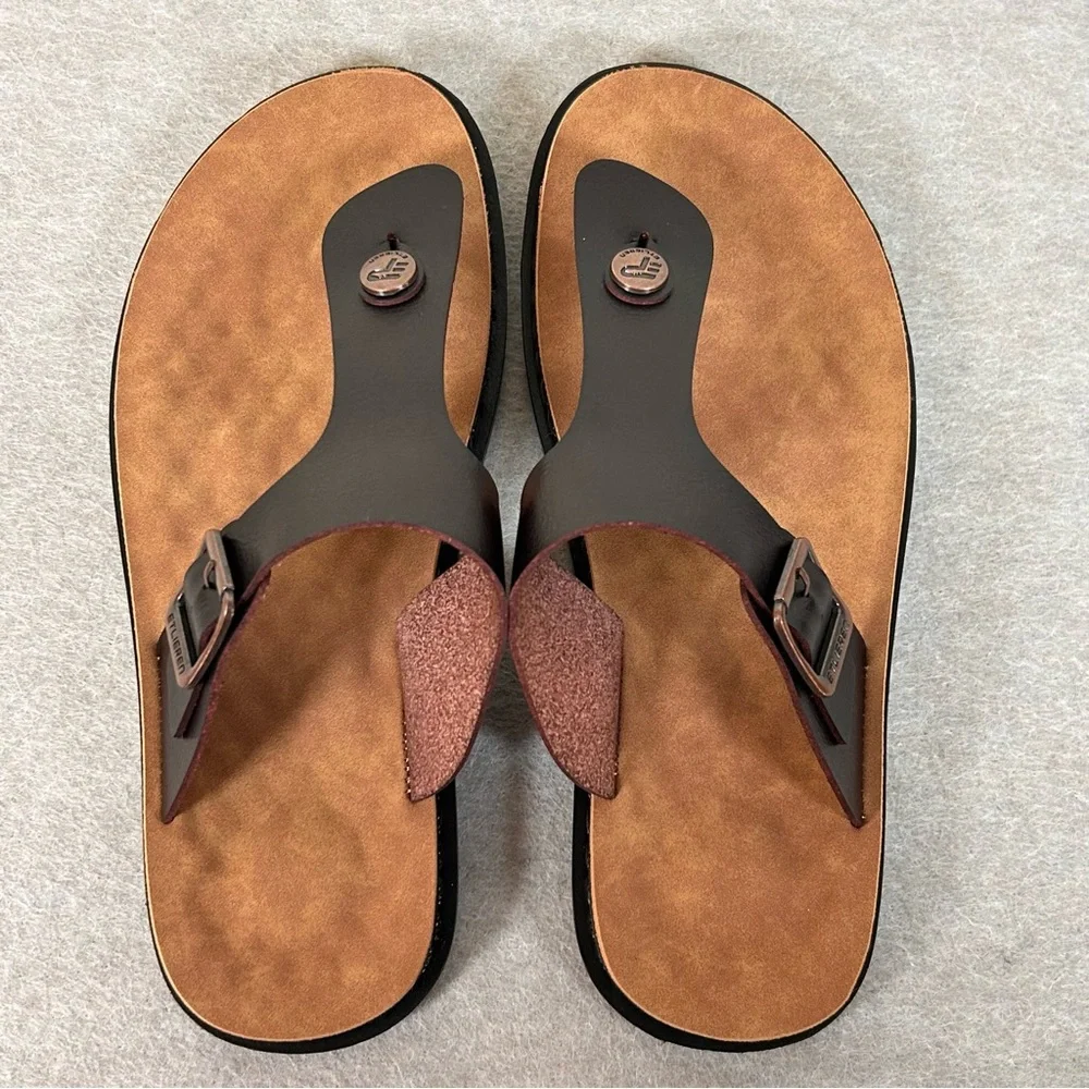 ETLieren Flip-Flops Sandals Men’s Size 6 EU-38 Leather Comfort Dark Brown